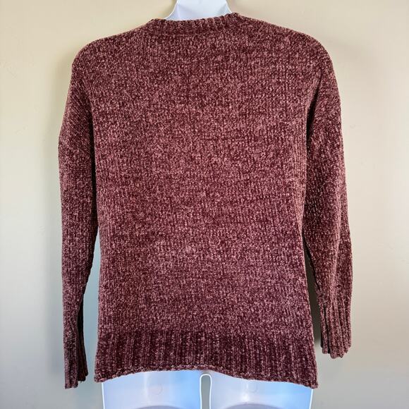 Seven7 Womens Sz M Pullover Sweater Mauve Chenille Knit Minimalist Comfort Cozy - Picture 6 of 9